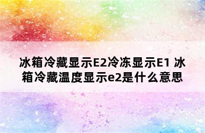 冰箱冷藏显示E2冷冻显示E1 冰箱冷藏温度显示e2是什么意思